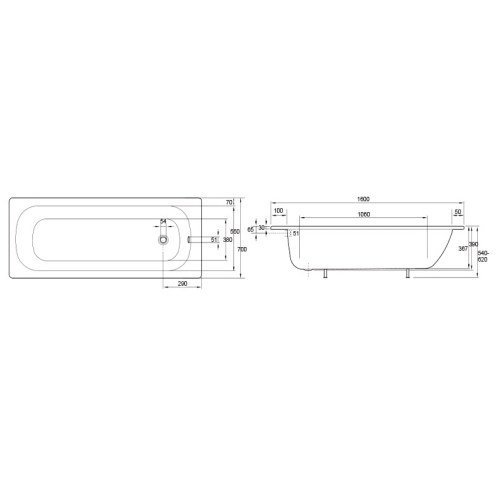 Ванна сталева SMAVIT CASSIA 160х70, 2,3 мм 8160101