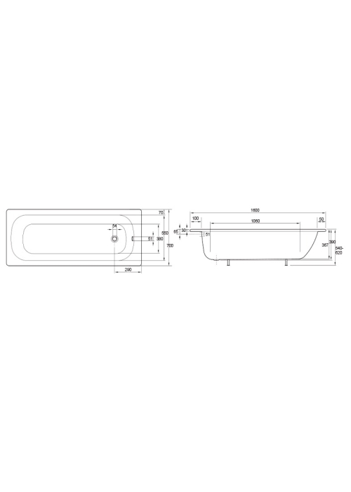 Ванна сталева SMAVIT CASSIA 160х70, 2,3 мм 8160101