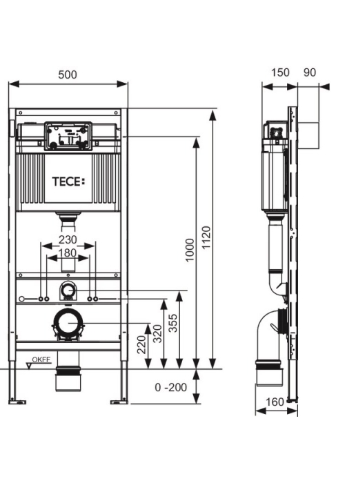 Інсталяція TECEbase + кнопка змиву TECEbase білий+кріплення, 9.400.400