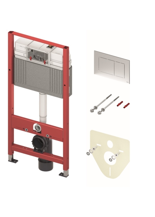 Інсталяція TECEbase + кнопка змиву Tecenow хром глянцевий +кріплення+ звукоізоляційна прокладка, 1120мм, 9.400.412