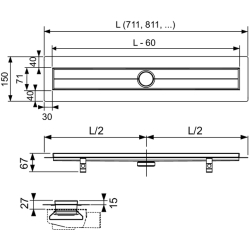 Душовий канал TECEdrainline, з фланцем, 600800