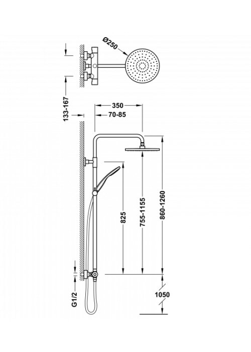 Душова система Tres  Base Plus, 21639502NM