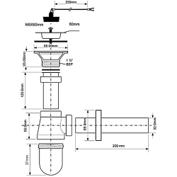 Сифон для раковини McALPINE, хром 220+255CB