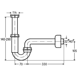 Сифон трубный VIEGA для раковины, 1,1/4x40, пластик