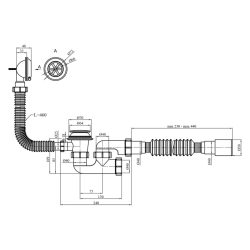 Сифон для ванни Agua BS05K 1 1/2"х40/50 мм з системою Сlick-Сlack, з переливом та ревізією, CV033454