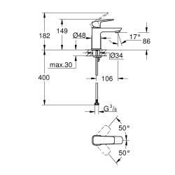 Одноважільний змішувач для раковини Grohe Cubeo S-розміру 1016990000