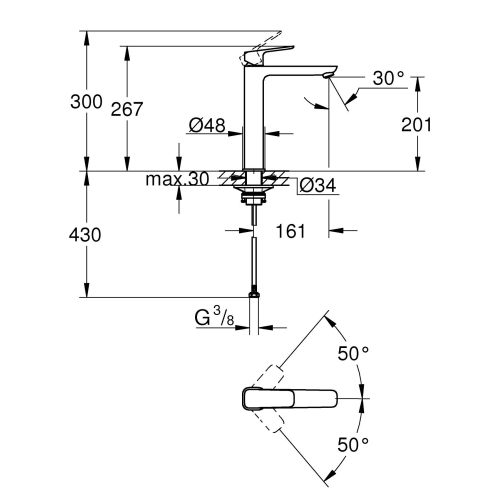 Однорычажный смеситель для раковины Grohe Cubeo XL-размера 1017290000