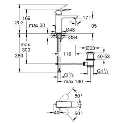 Одноважільний змішувач для раковини Grohe Cubeo M-розміру 1017490000