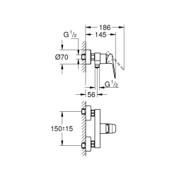 Однорычажный смеситель для душа Grohe Cubeo 1018242430