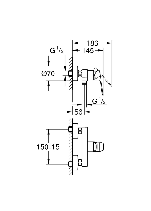 Однорычажный смеситель для душа Grohe Cubeo 1018242430