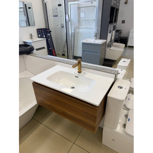 Тумба консольна AQUA RODOS Kalif 80 см з умивальником "Sola", АР000148519 (Горіх Каліфорнія)