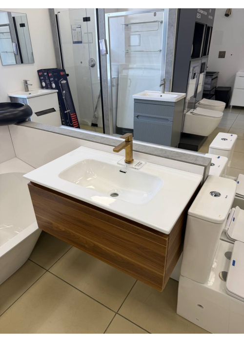 Тумба консольна AQUA RODOS Kalif 80 см з умивальником "Sola", АР000148519 (Горіх Каліфорнія)