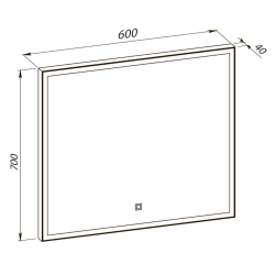 Дзеркало Aqua Rodos Luce black 60x70, сенсор, підсвітка, АР000112804