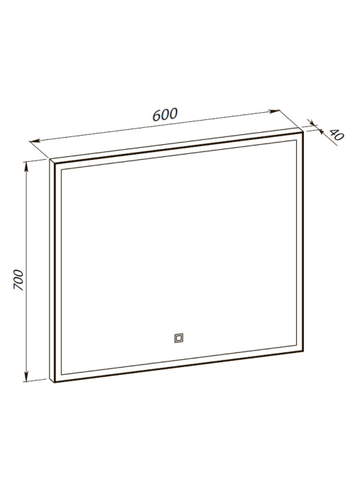 Дзеркало Aqua Rodos Luce black 60x70, сенсор, підсвітка, АР000112804