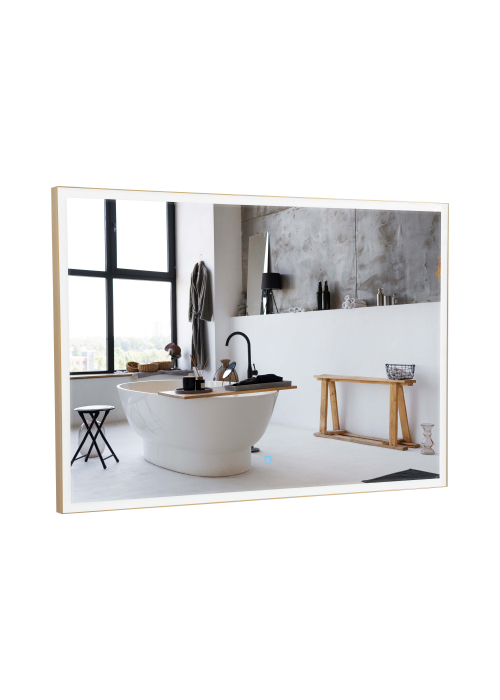 Дзеркало Aqua Rodos Luce gold 100x70, сенсор, підсвітка, АР000113282