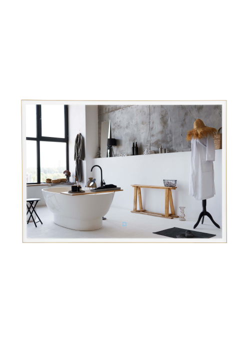 Дзеркало Aqua Rodos Luce gold 100x70, сенсор, підсвітка, АР000113282