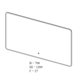 Дзеркало AQUA RODOS "Moon" 120x70 см UNI sensor з LED підсвічуванням, АР000092642 (Білий)