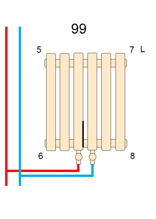 Вертикальний радіатор Betatherm Metrum 1 H-1800 мм, L-465 мм BM6 1180-30/15 9005M 99