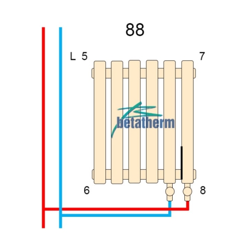 Дизайнерський горизонтальний радіатор Betatherm Quantum 2 H-500 L-1205 BQ 2050/25 9005M 88