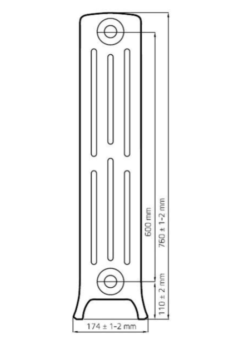 Чугунная ретро батарея отопления WARM WELL Classik 600