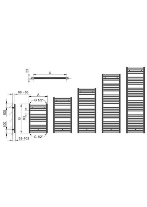 Рушникосушка Betatherm  HQ 500*1025  RAL 9005M HQ 50100 9005M