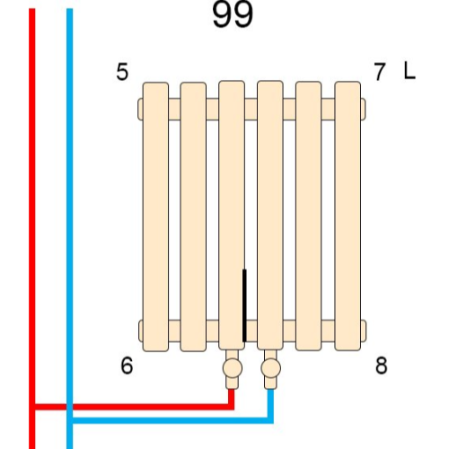 Вертикальний радіатор Betatherm Blende 1 H-1400 мм, L-394 мм B2V 1140/07 9005M 99