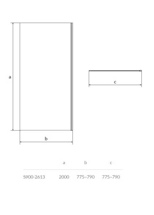 Стінка для душової кабіни Cersanit CREA 80x200 S900-01