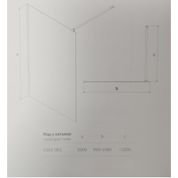 Душова кабіна Walk-in MILLE, хром, 100*200