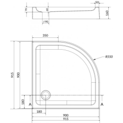 Піддон душової кабіни Cersanit ТАКО 90x16 напівкруглий S204-004 