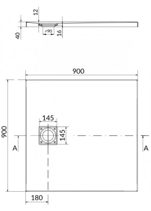 Сет В187 душовий піддон квадратний Cersanit ТАКО SLIM 90x4+сіфон virt S601-122 