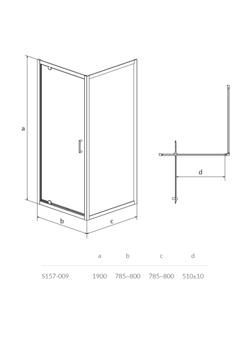 Душова кабіна квадратна Cersanit ARTECO PIVOT 80x80x190 S157-01