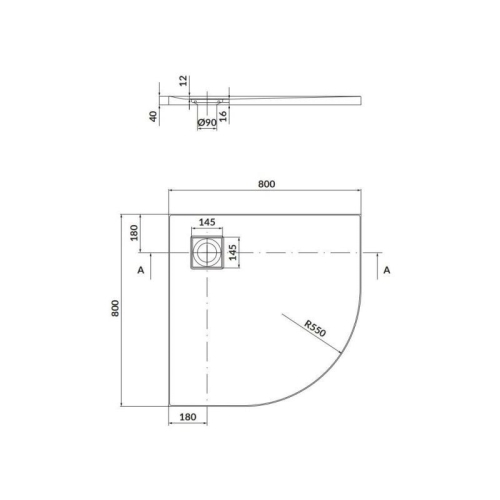 Душовий піддон напівкруглий Cersanit TAKO SLIM 80x4 білий матовий + сифон S932-155