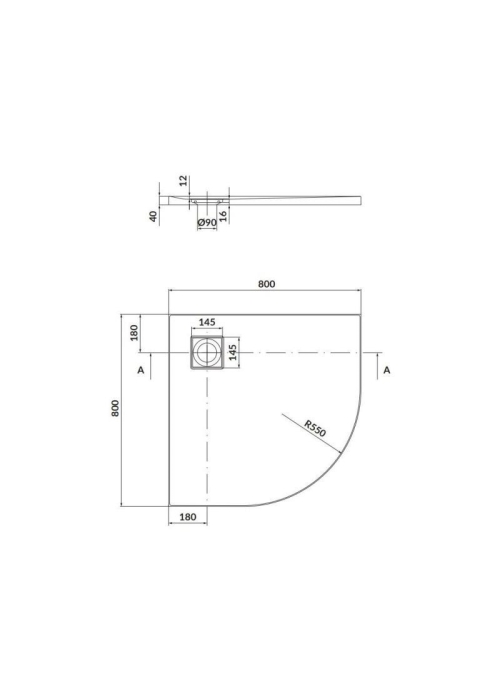 Душовий піддон напівкруглий Cersanit TAKO SLIM 80x4 білий матовий + сифон S932-155