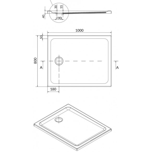 Піддон душової кабіни Cersanit ТАКО 100x80x4 прямокутний S204-019 