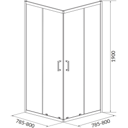 Душова кабіна квадратна CERSANIT BRASCO 80x80x190 Хром S168-005