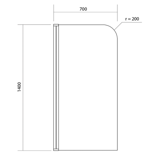 ШТОРКА ДЛЯ ВАННИ Cersanit EASY NEW 140Х70 ОДИНАРНА, ПРОФІЛЬ ХРОМ, ПРОЗОРЕ СКЛО, S301-289