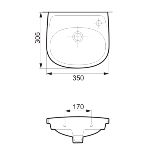 Раковина Cersanit EKO 2000 35см, з/о, права без коробки K07-002-P