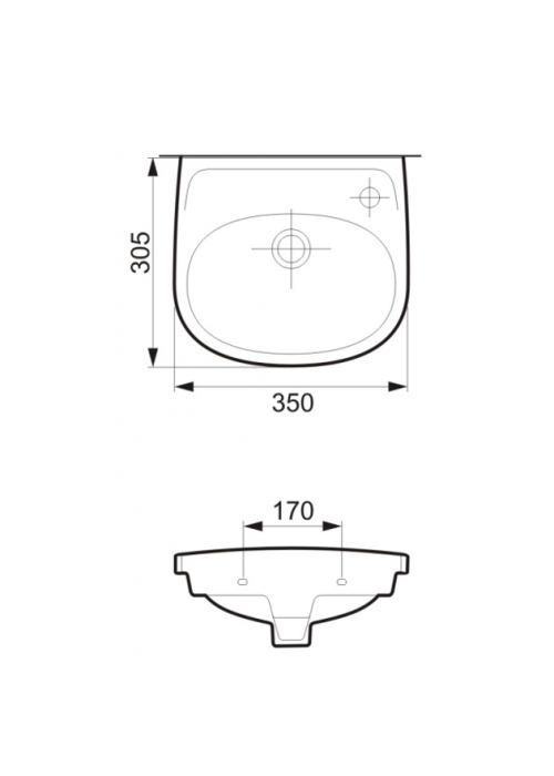 Раковина Cersanit EKO 2000 35см, з/о, права без коробки K07-002-P