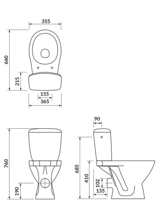 Унітаз-компакт CERSANIT Mito Milos 817 KA010 3/6 K681-009 з бачком і антибактеріальним сидінням поліпропілен