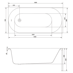 Ванна акрилова Cersanit OCTAVIA 150 x 70 прямокутна з ніжками, S301-251