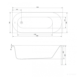 Ванна акрилова Cersanit OCTAVIA 170 x 70 прямокутна з ніжками, S301-253