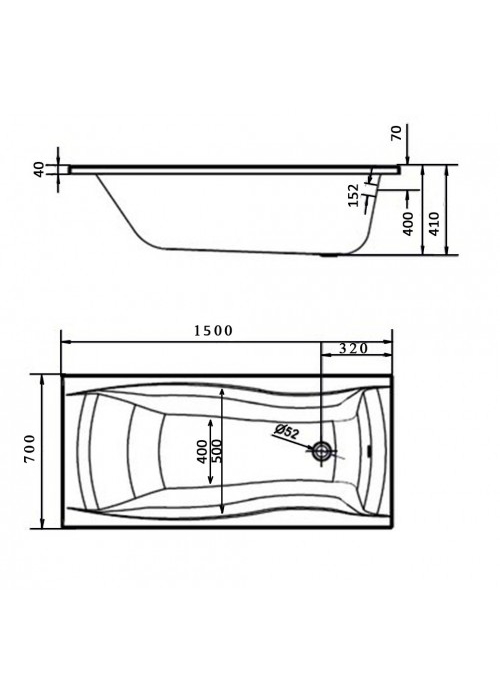 Ванна Cersanit PROFEA 150х70 прямокутна S301-277