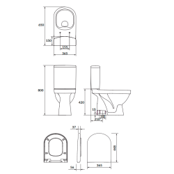 Унитаз-компакт Cersanit SIMPLE ON 021 3/5 783 ZIP + сидение дюропласт soft-close K119-023