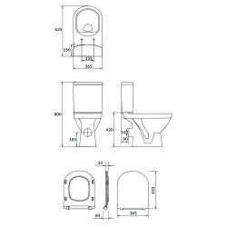 Унитаз-компакт Cersanit SIMPLE ON 011 3/5 781 ZIP + сидение дюропласт SLIM Soft-close K121-012