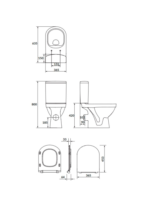 Унітаз-компакт Cersanit SIMPLE ON 011 3/5 781 ZIP +сид дюр SLIM пов пад легке знімання K121-012