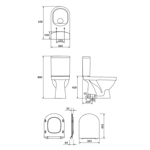 Унитаз-компакт Cersanit SIMPLE ON 021 3/5 785 ZIP +сидение дюропласт soft-close SLIM K121-015