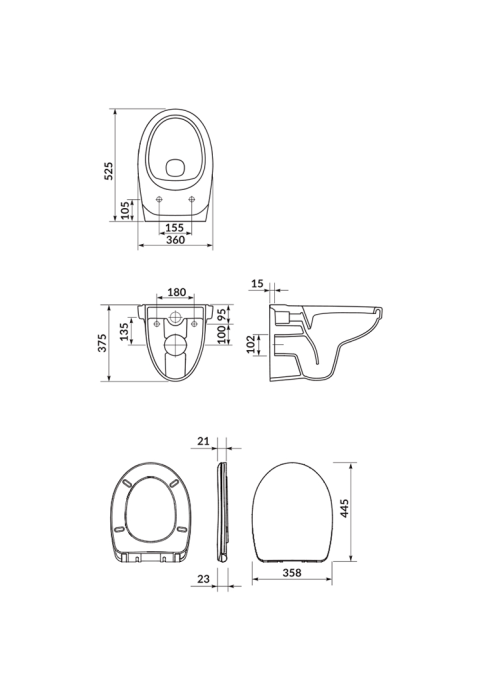 Унитаз подвесной Cersanit SIMPLE ON B 469 CERSANIA + сиденье дюропласт soft close S701-554