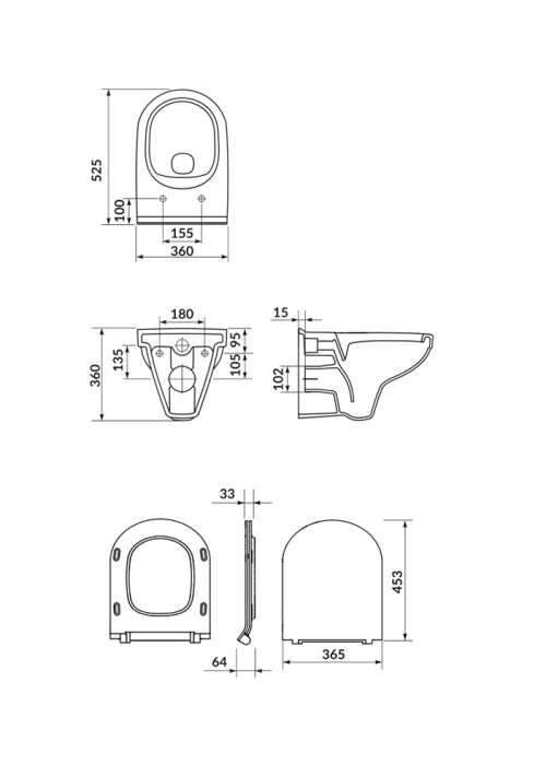  Унітаз підвісний Cersanit SIMPLE ON B 472  ZIP +сид. SLIM дюропласт soft close S701-567