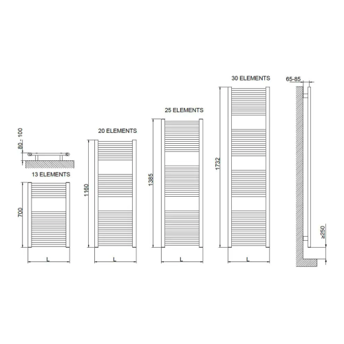 Сушка для рушників електричний Cordivari  LISA 22 ELETTRICO 500X1400 - 700 W білий, 3581646100056