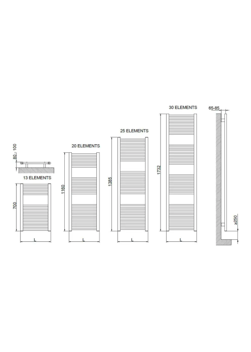 Сушка для рушників електричний Cordivari  LISA 22 ELETTRICO 500X1400 - 700 W білий, 3581646100056